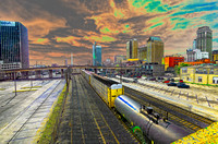 Railroad tracks city view solarize BJR3950_